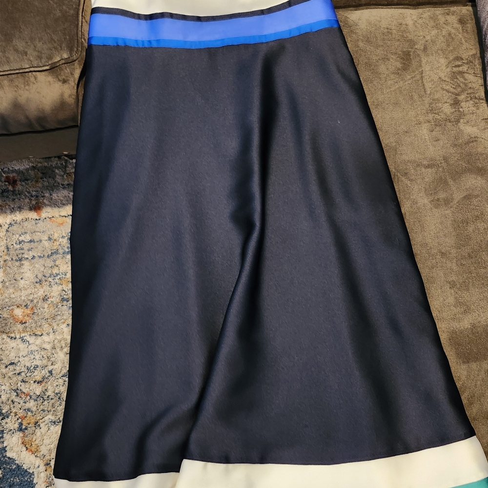 Banana Republic Elegant Black Dress with Blue and Cream Accents